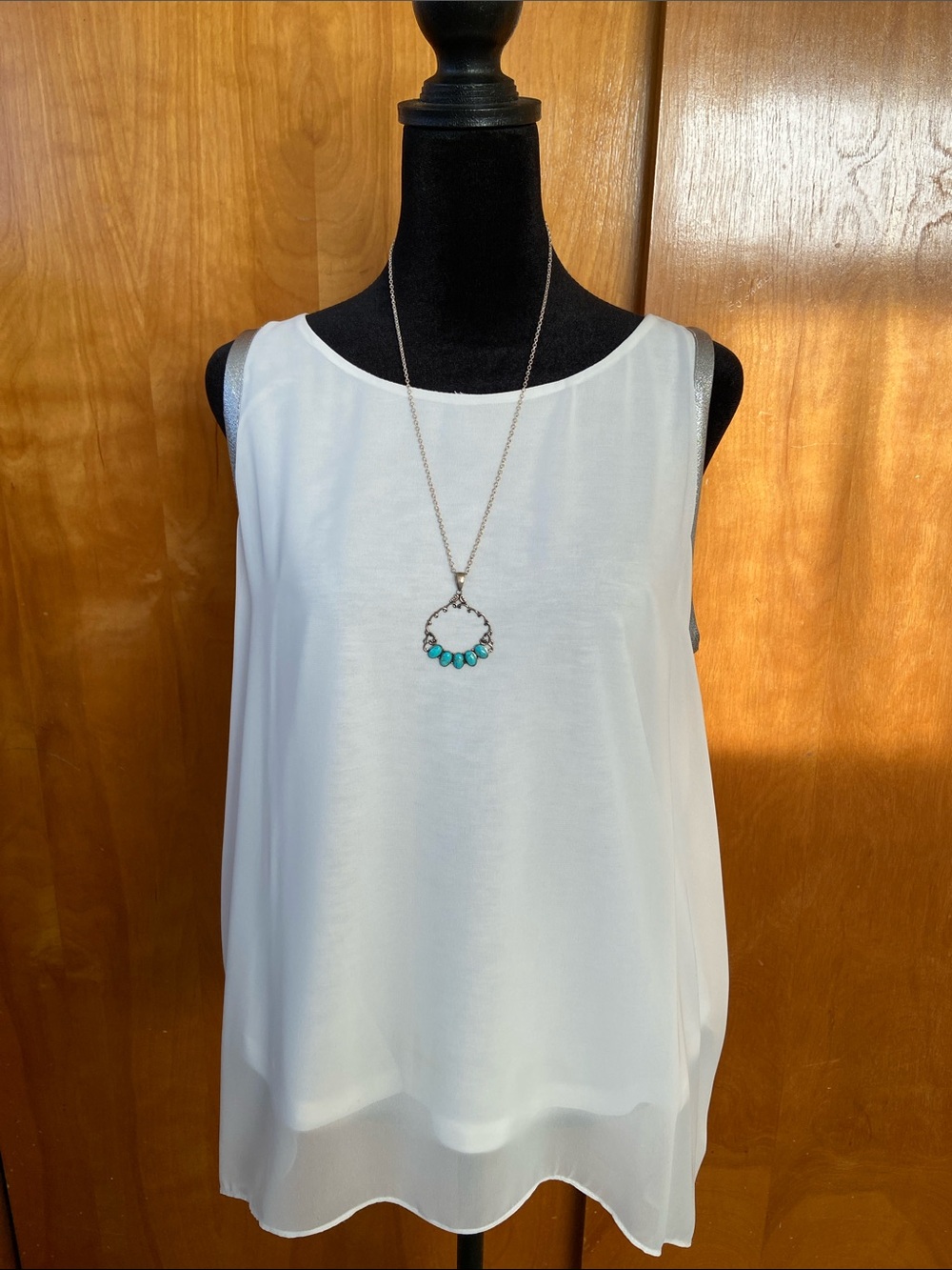 Vintage 925 Silver Turquoise Cluster Circle Pendant